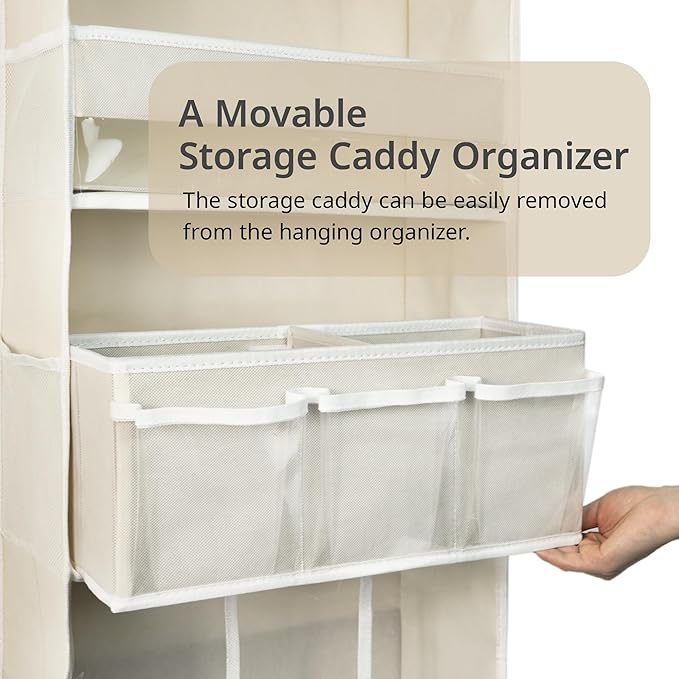 Door Hanging Storage Organizer,with 3 Bins 1 Movable Baby Diaper Caddy,1 Large capacity diaper stacking storage Organizer,10 