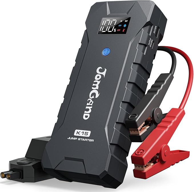 K15 Extremely Safe Jump Starter, 2500A Car Battery Jump Starter for Up to 8.0L Gas & 6.0L Diesel Engines, 12V Portable Jump Box with Jumper Cable, USB Charge, and 3 Mode Flashlight