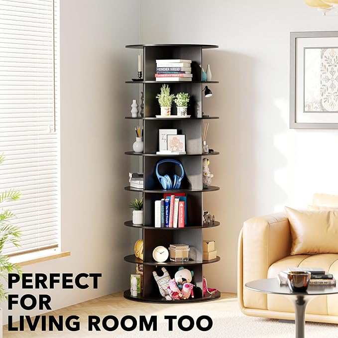 SpaceAid 7 Tier Rotating Shoe Rack Tower, Spinning Shoe Display Lazy Susan, Revolving 360 Shoe Rack Storage Round Carousel, V