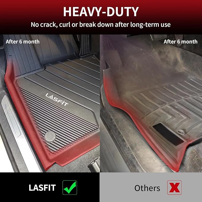 LASFIT Floor Mats for BMW X5 (F15) 2014-2018 / for BMW X6 (F16) 2015-2019, Custom Fit TPE All Weather Floor Liners 1st & 2nd Row Car Mat, Black