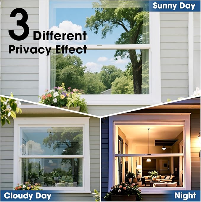 Coavas One Way Privacy Window Film, Sun Blocking Reflective Window Film See Out Not in, Heat Control Window Tint for Home, Anti UV Static Cling for Windows Office Door (Brown, 17.5 x 118 inches)
