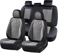 Coverado Seat Covers Full Set, Waterproof Nappa Leather Seat Covers for Cars, 5 Seats Universal Car Seat Protectors, Black an
