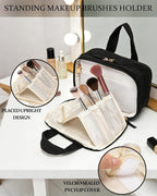Makeup Bag, Travel Cosmetic bag, Toiletry Bag For Women, Make up Bag With Brush Storage, Hanging Toiletry Bag, Puffy Padded M