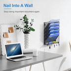 OUTWOLF Hanging Wall File Organizer with Hooks, 6 Tier Vertical Wall Mount File Holder, Paper Document Mail Organizer for Off