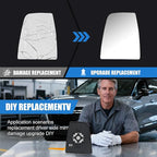 Driver Side Upper Mirror Glass for 2015-2023 Ford Transit 150 250 350 HD - Heated OE Replacement with Backing Plate, Left Side View Mirror Glass for Van Repair, Anti-Vibration HD Real Glass