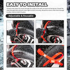 10PCS Snow Chains for Car Tires,Adjustable & Strong Grip Tire Chains for Trucks with Serrated Non-Slip Design,Reusable Tire S