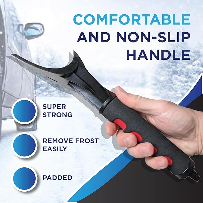 RevHeads Ice Scraper for Car Windshield & Windows - Tough Reinforced Plastic Handle - Chisel Side for Frost, Claw Side for ICY Chunks