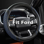 West Llama Customized Auto Car Steering Wheel Cover for Ford F-150, F-250, F-350, Expedition(Diamond Quilted - Black+Blue)