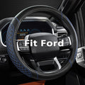 West Llama Car Steering Wheel Cover for Ford Escape,Explorer,Fusion,Focus,Bronco,Transit,Edge(Diamond Quilted - Black+Blue- S