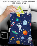 Car Trash Can, Durable Hanging Car Trash Garbage Bag, Cute Automotive Garbage Cans Organizer, Cute Blue Astronauts