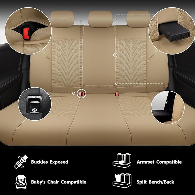 CAR PASS Neoprene Waterproof Seat Covers Full Sets, Wetsuit Car Seat Covers 5 Seats Universal Fit for Vans, Truck, SUV, 3D Ty