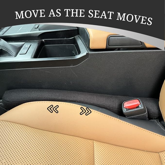 Car Seat Gap Filler Universal for Car SUV Truck Accessories Seat Gap Blocker Fit Organizer Fill The Gap Between Seat and Console Stop Things from Dropping Pack of 2 Black