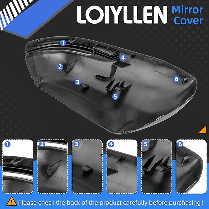 Passenger Side Mirror Cover Replacement for Honda CRV 2017 2018 2019 2020 2021 2022 - Right Side Mirror Covers, Rear View Mirrors Cap Accessories Black, With Lamp