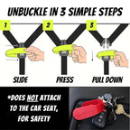 UnbuckleMe Car Seat Buckle Release Tool (As Seen on Shark Tank) - Easy Opener Aid for Arthritis, Long Nails, Older Kids - Button Pusher for Infant, Toddler Car Seats (2 Pack, Blue & Lime Green)