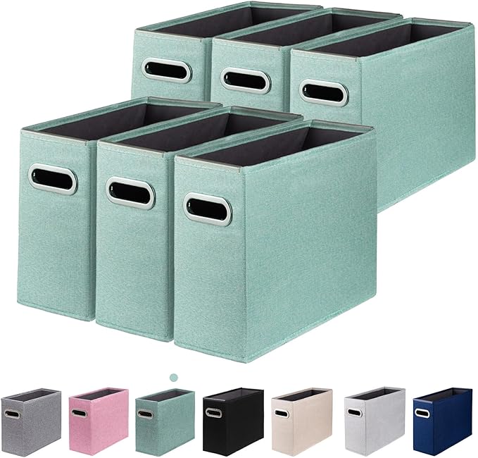 6 Packs Letter Size File Organizer, File Folders Organizer, Fabric Storage Box, Collapsible Paper Organizer with Metal Handle