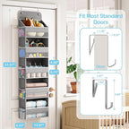 LAMU 5-Tier Over The Door Organizer Hanging, Swing - Proof Closet Behind Door Storage for Baby Clothes, Back of Door Organize