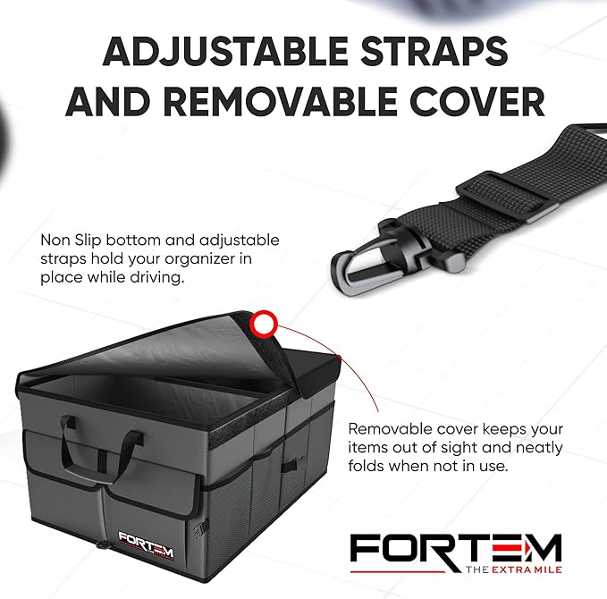 FORTEM Trunk Organizer For SUV Car Trunk Organizer, Foldable Storage, Car Accessories for Women Men, Collapsible Bag, Perfect C
