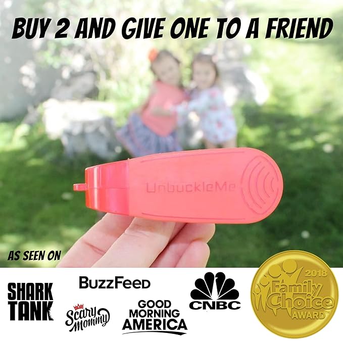 UnbuckleMe Car Seat Buckle Release Tool (As Seen on Shark Tank) - Easy Opener Aid for Arthritis, Long Nails, Older Kids - Button Pusher for Infant, Toddler Car Seats (2 Pack, Pink & Purple)