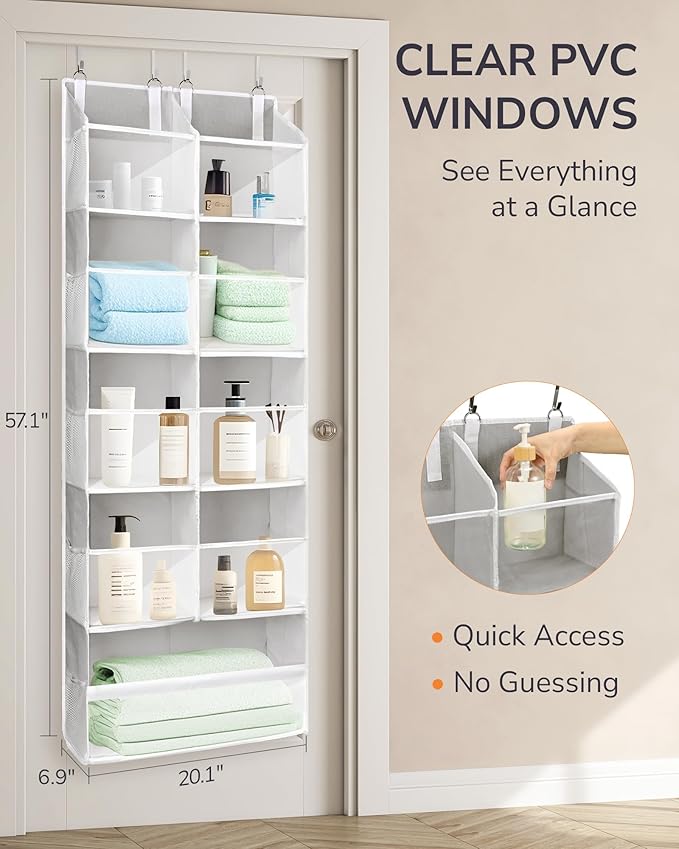 ULG Over the Door Organizer, 5-Tier Extra Large Hanging Storage with 10 Mesh Pockets, 100 lbs Capacity, Heavy Duty Door Organ