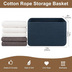 OIASKET Storage Baskets for Organizing, Woven Decorative Baskets for Shelves - Books, Towels, and Clothes, Cotton Rope Toy St
