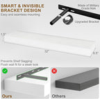 Fun Memories Floating Shelves for Wall, 32Inch Floating Shelves Set of 2, Hanging Shelf with Invisible Brackets, Wood Shelves