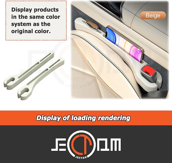 Car Seat Gap Filler, Leather Car Gap Filler Universal Fit for Most Cars and Trucks, Fill The Gap Between Seat and Consoles, Prevents Things from Falling Out, Pack of 2 PCS (Beige)