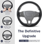 3-Piece Leather Steering Wheel Cover for Ford Mustang Mach-E 2021-2026, Custom Fit Clip-On Quick Installation Ultra-Thin Form-Fitting Interior Car Accessories for Men Women(Black Hole)