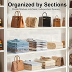 Purse Organizer for Closet Shelf Dividers: 16-Pack Adjustable Clear Acrylic Bag Storage Organizer for Handbags, Sweaters, Tow