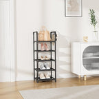 LANTEFUL Narrow Shoe Rack 5 Tier Shoe Shelf Storage for 5-10 Pairs Shoe and Boot, Sturdy Shoe Storage Space Saving Corner Sho