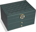 GUOER Jewelry Box for Women Girl Wife 3 Layers Large PU Leather Jewelry Organizer Storage Case with Two drawers Display for E