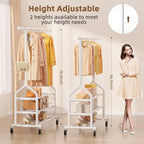 EAGMAK Heavy Duty Clothes Rack Load 688 LBS, Rolling Clothing Rack With 3 Shelves, Adjustable Metal Clothes Hanger with Wheel
