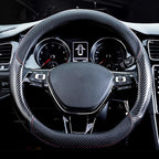 Car Carbon Fiber and Leather D-Shape Steering Wheel Cover, Stylish car Non-Slip Leather car Interior 15 inches Universal Red and Blue