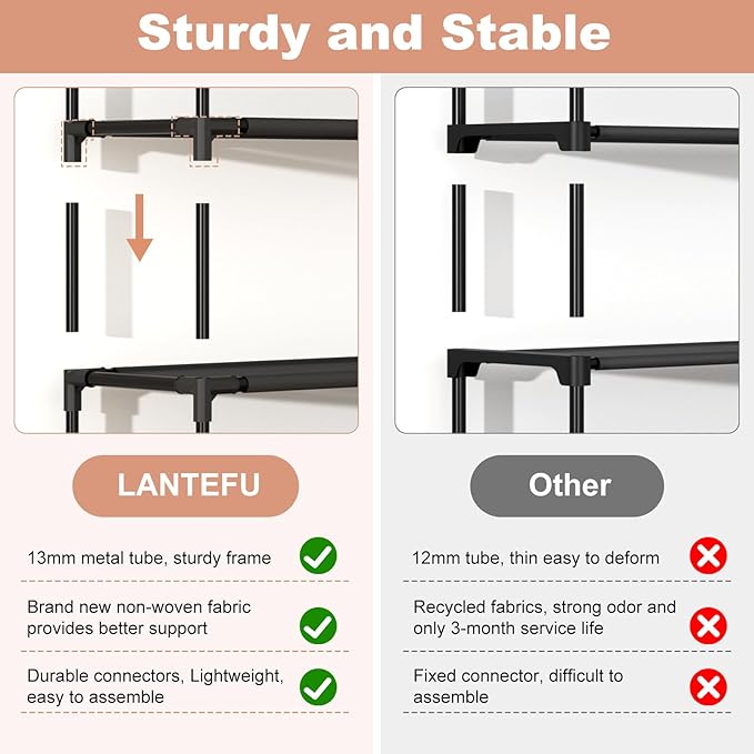 LANTEFUL 10 Tiers Tall Shoe Rack 20-25 Pairs Boots Organizer Storage Sturdy Narrow Shoe Shelf for Entryway, Closets with Hook