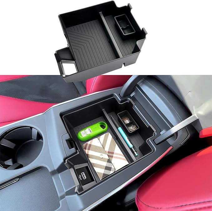 2025 2026 RDX Center Console Organizer for Acura RDX (Base/Technology/A-Spec/Advance/A-Spec Advance), Durable ABS Plastic&Anti-Slip Rubber Armrest Tray Insert 2026 RDX Accessories