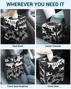 Capolo Car Trash Can with Lid, Leakproof Car Trash Bag Hanging Waterproof Automotive Garbage Can with Storage Pockets Mini Vehicle Trash Bin for Back/Front Seat(Cow Print,3 Gallon)
