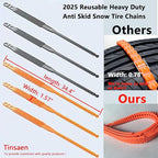 10Pack Heavy Duty Anti Skid Snow Tire Chains Car Winter Wheels Chain Universal Cable Tire Belts, 2025 Reusable TPU Non-Slip Z