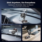 SYNCWIRE for MagSafe Car Mount [2-Axis Design] Nano Adhesive Gel + Suction Cup Magnetic Phone Holder for Dashboard & Windshield, 360° Adjustable for iPhone 17 16 15 14 13 12 11, Samsung, Matte Black