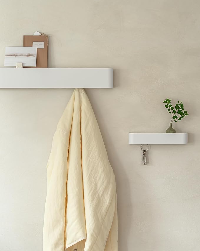 Kazai.® Coat Rack Wall Mount with Shelf 'Tone' | Modern Design Coat Hanger with Hidden Hooks and Storage | Hat Rack with Shel