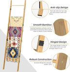BAMBANG 6-Tier Blanket Ladder for Living Room, Blanket Quilt Ladder Rack Rustic Decorative Towel Holder, Wall Leaning Blanket