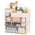 Pink Makeup Countertop Organizer,Large Capacity Make up Organizers for Vanity with 6 Drawer,Plastic Bathroom Skincare Organiz