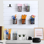 Colingmill 6 Set Slatwall Cups with Hook Black Metal Slatwall Organizer Accessories Slat Wall Basket Bin Pencil Mesh Wire Hol