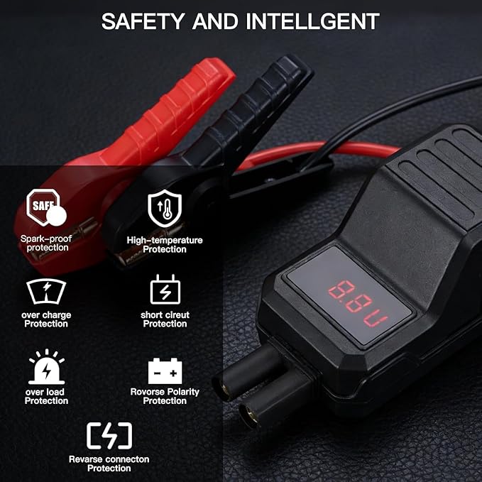 MEGAWISE Smart Jump Starter Clamps, Automotive Booster Clamp Cables Replacement Alligator Clamps with Intelligent LCD Screen for 12V Car Jump Starter for MEGAWISE and Many Other Brands