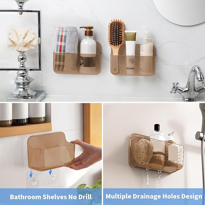 Diesisa 2pc Acrylic Wall Mount Organizer, Adhesive Cabinet Door Organizer,Acrylic Bathroom Shelves for Wall,No Drilling Hang 