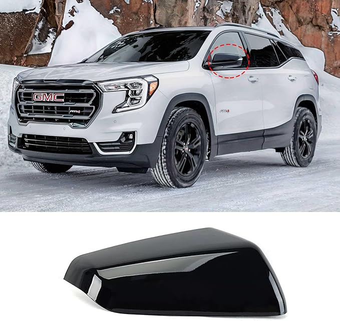 Right Passenger Side Exterior Mirror Cap Cover Rearview Mirror Cover Trim Fit for 2018 2019 2020 2021 2022 2023 Chevrolet Equinox & GMC Terrain Replace 23406416 (Glossy Black)