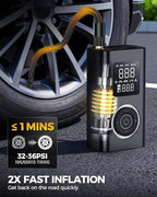 Tire Inflator Portable Air Compressor with Type-C Charging, Digital Pressure Gauge, LED Light, Smart Air Pump for Car, Motorcycle, Bike, Ball