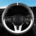 Car Leather Steering Wheel Cover - Panapi Material, Universal 14.5-15 Inch Leather Anti-Slip Breathable Auto Steering Wheel C
