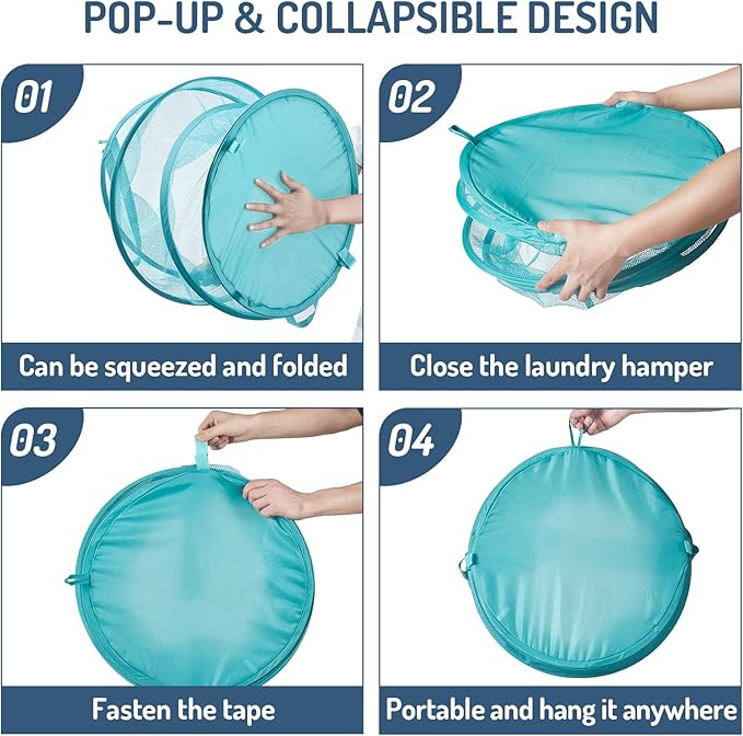 Seiritex Mesh Popup Laundry Hamper 115L Collapsible Laundry Basket No Lid Extra Large Capacity Foldable Clothing Storage Bask