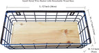ShabbyDecor Small Metal Wire Basket Detachable Wood Base Storage Organizer Bathroom Counter Storage Organizer for Makeup, Per
