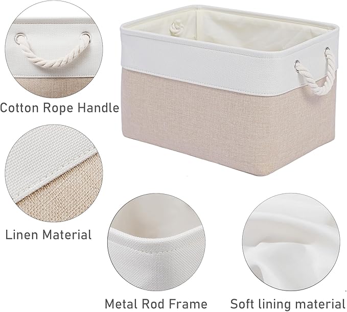 15x11x9.5 Inch Storage Baskets for Shelves,3 Pack Storage Bins，Foldable Organizer Boxes, Decorative Storage Basket for Organi