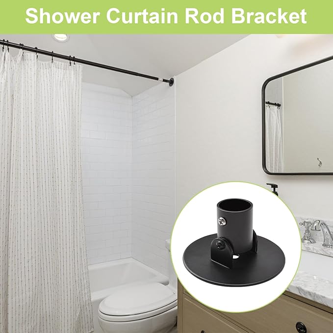 4pcs Shower Curtain Rod Bracket Black Flange Closet Rod Holder for Wall Mounting Titanium Steel Single Swivel Flange Rod Brac
